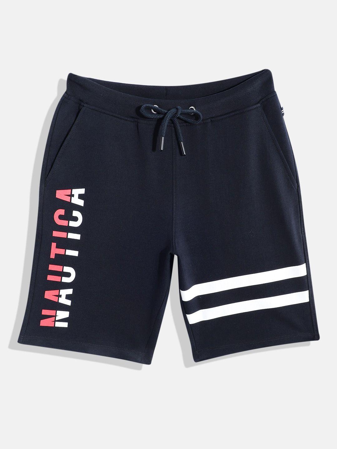 nautica boys pure cotton brand logo printed shorts