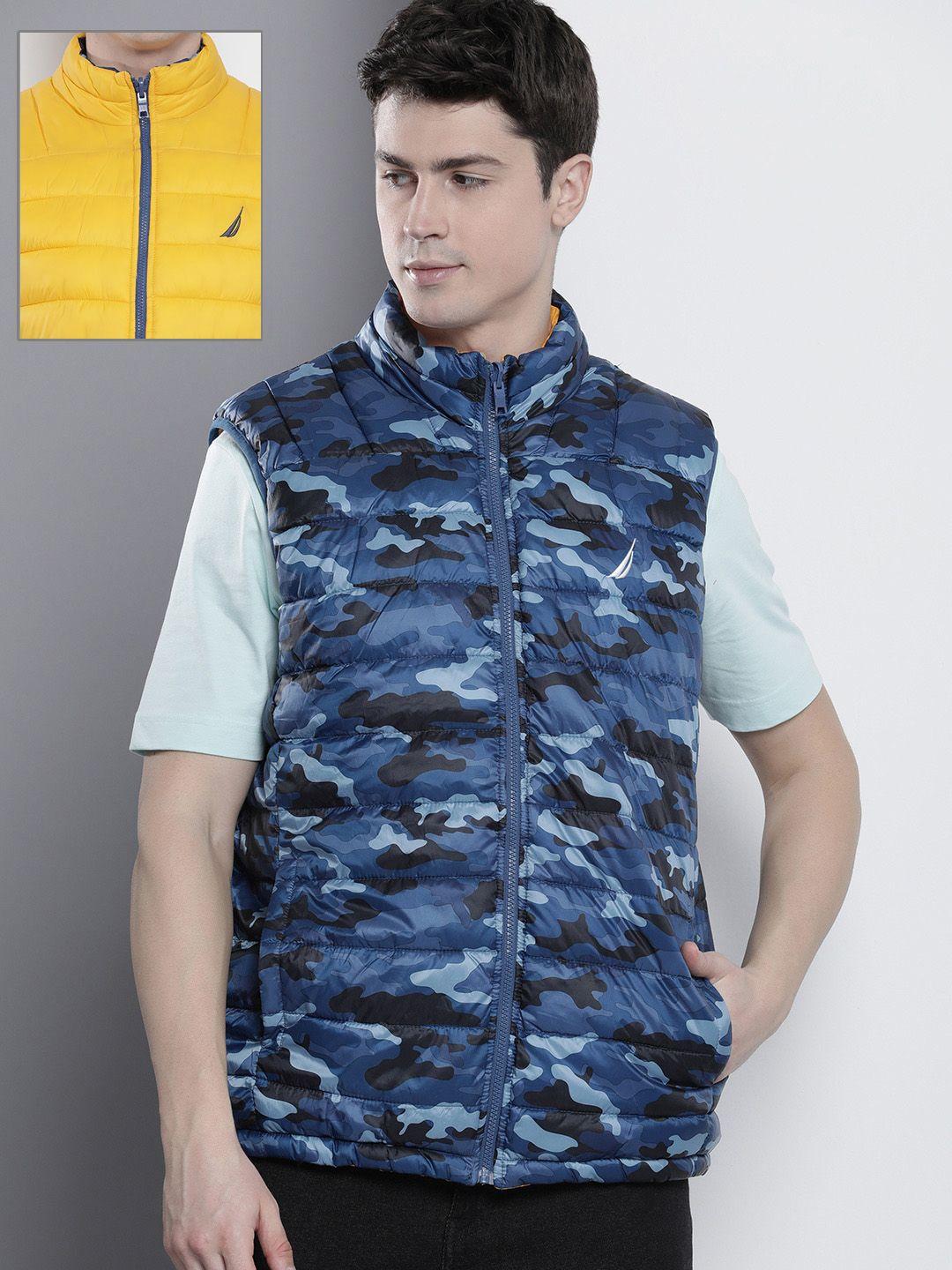 nautica camouflage printed reversible puffer jacket