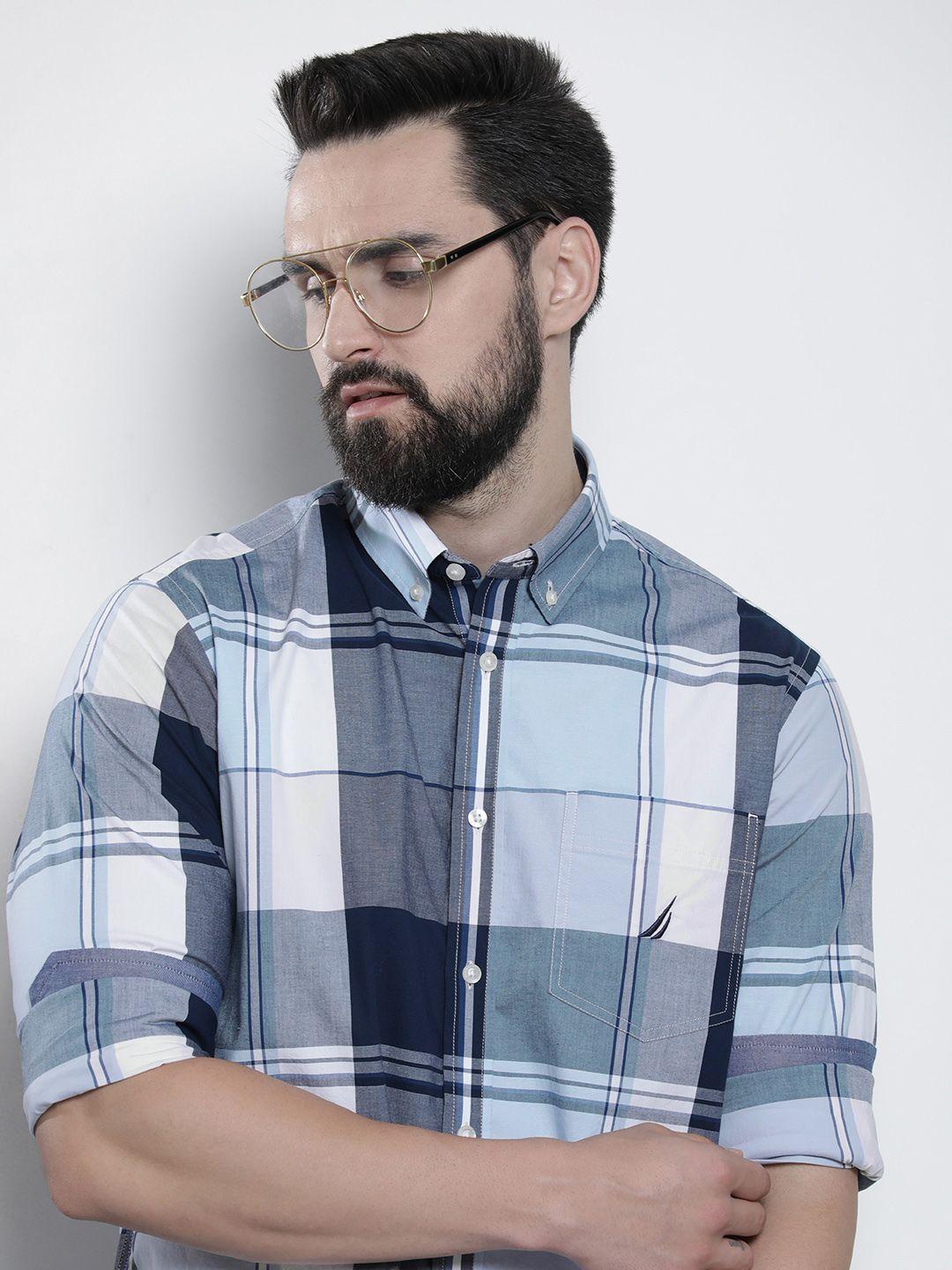 nautica classic fit checked casual shirt