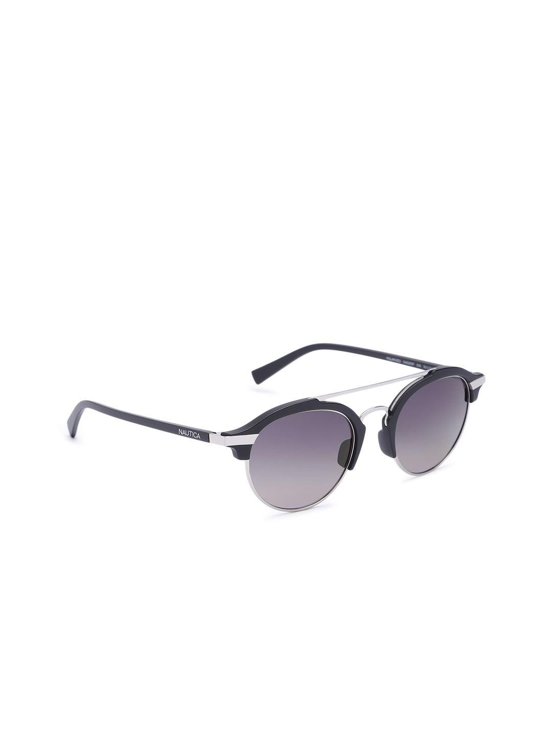nautica men blue lens & black browline sunglasses with uv protected lens 4629p 008 50 s
