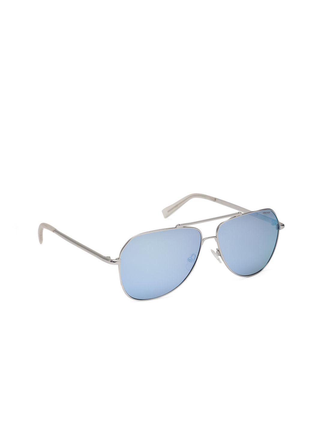 nautica men blue lens & silver-toned aviator sunglasses with uv protected lens 4636p 040