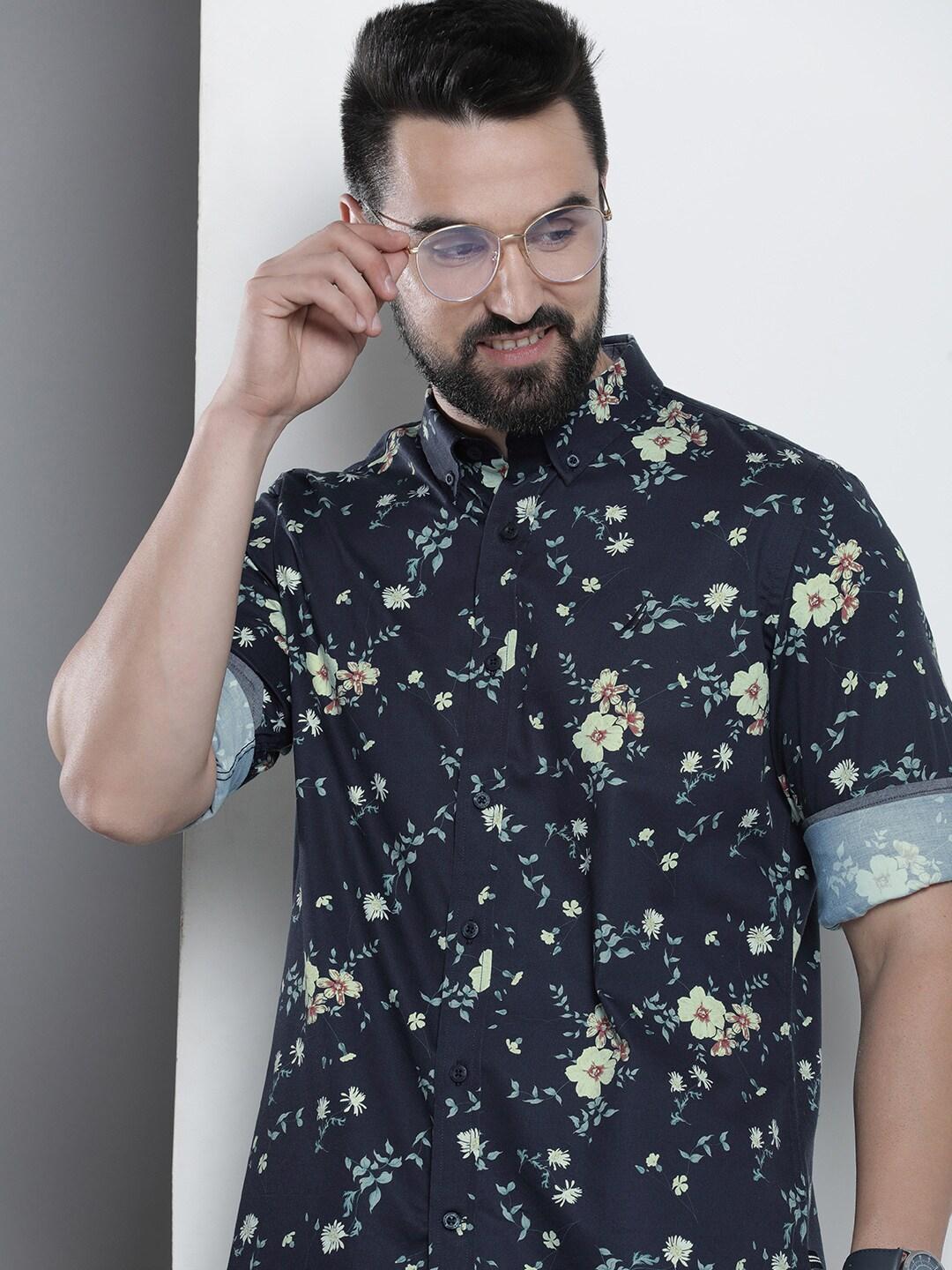nautica men classic fit floral printed casual shirt