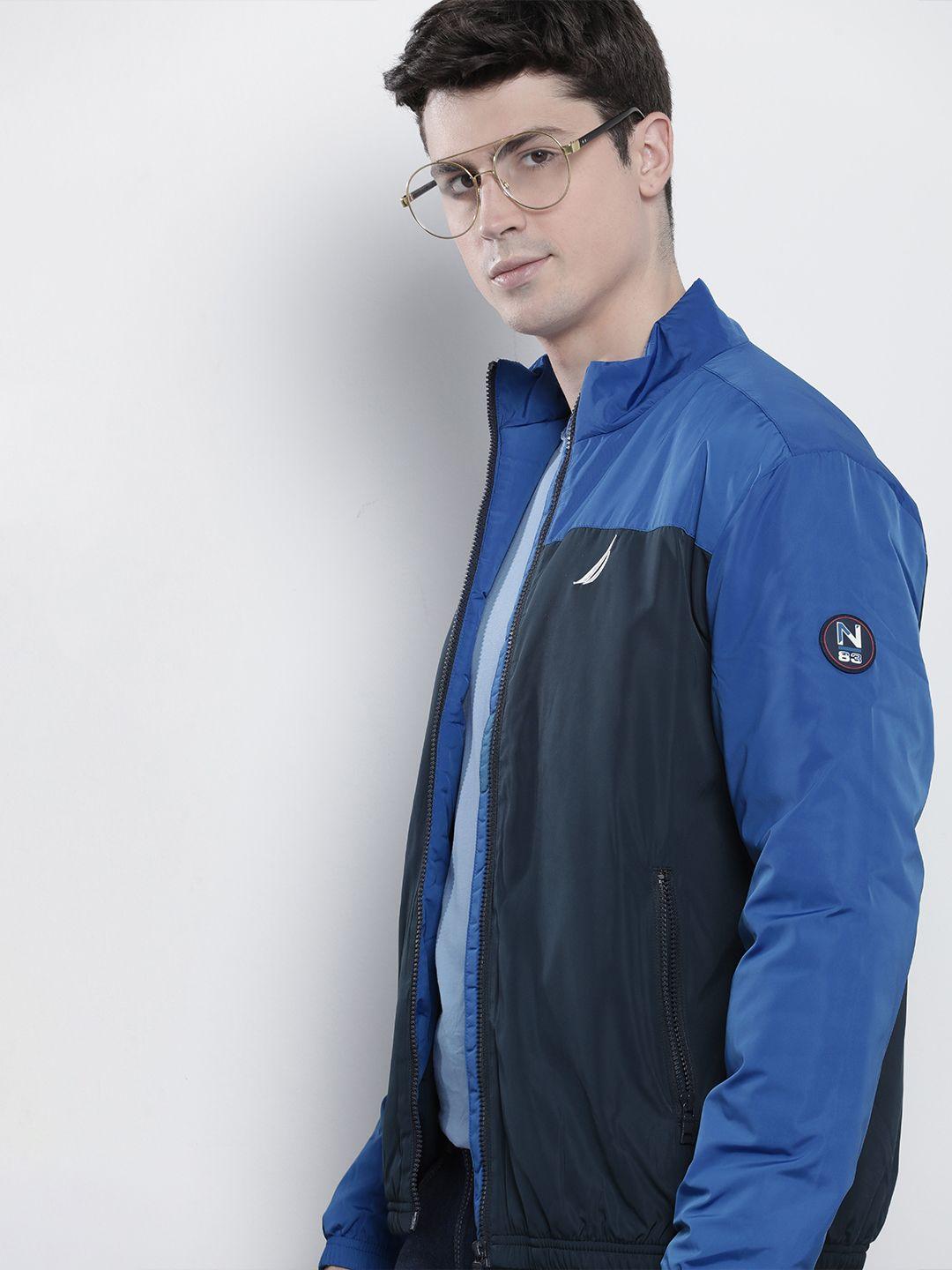nautica men colourblocked bomber with embroidered jacket