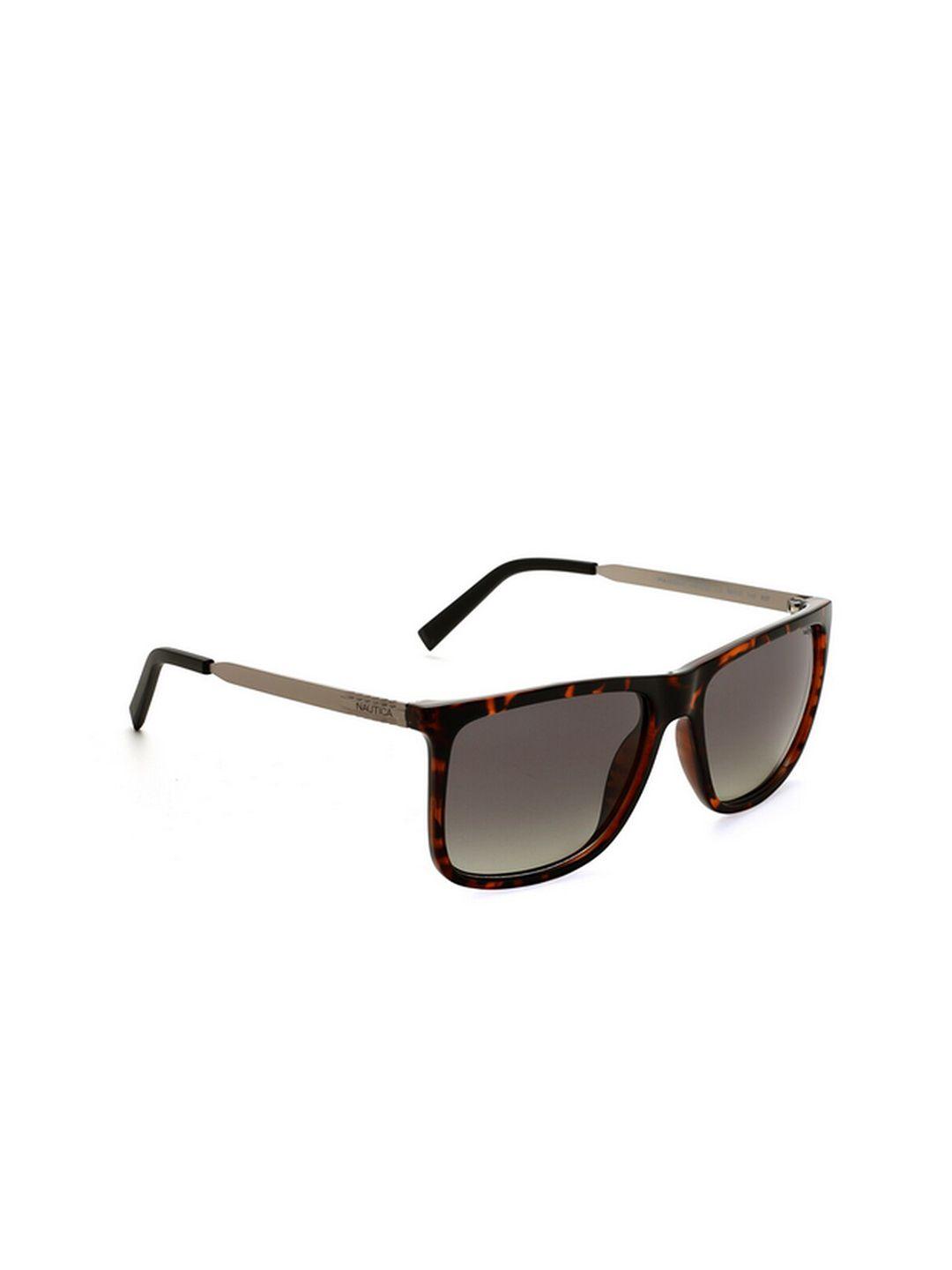 nautica men green lens & brown square sunglasses with polarised and uv protected lens
