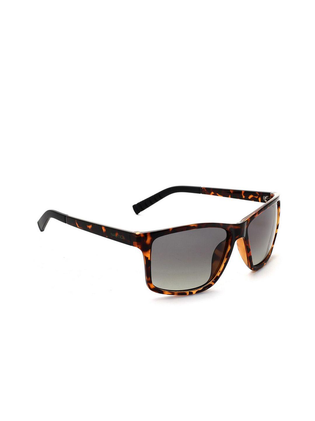 nautica men green lens & brown square sunglasses with polarised and uv protected lens