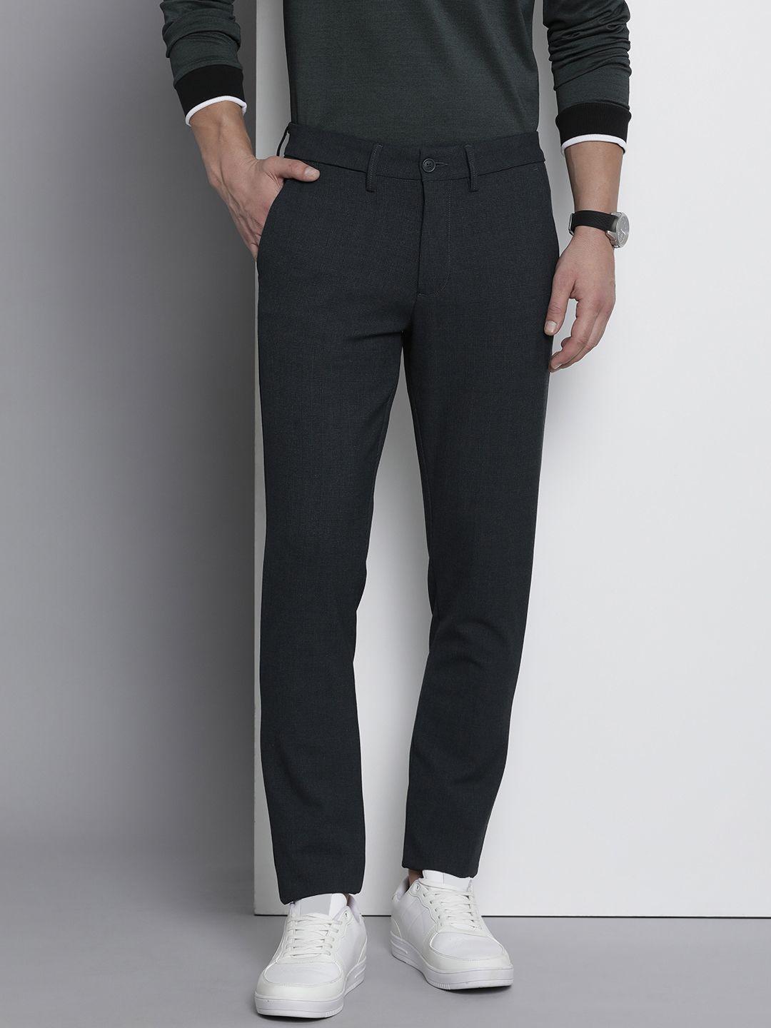 nautica men mid-rise slim fit checked trousers