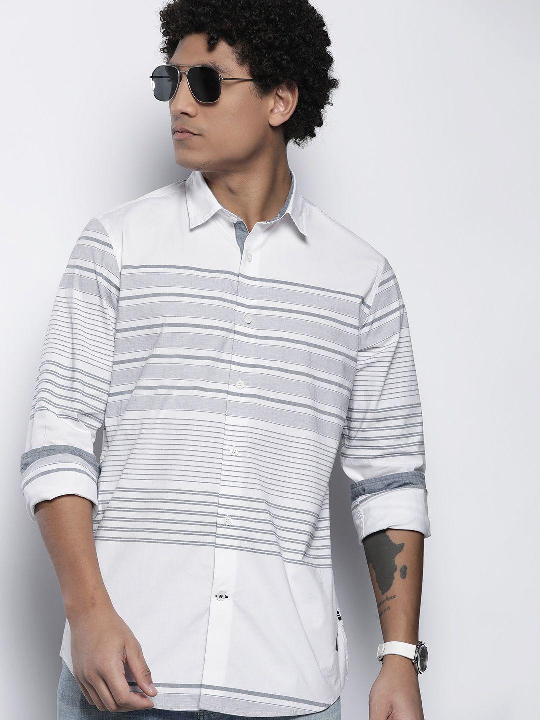 nautica men slim fit striped casual shirt