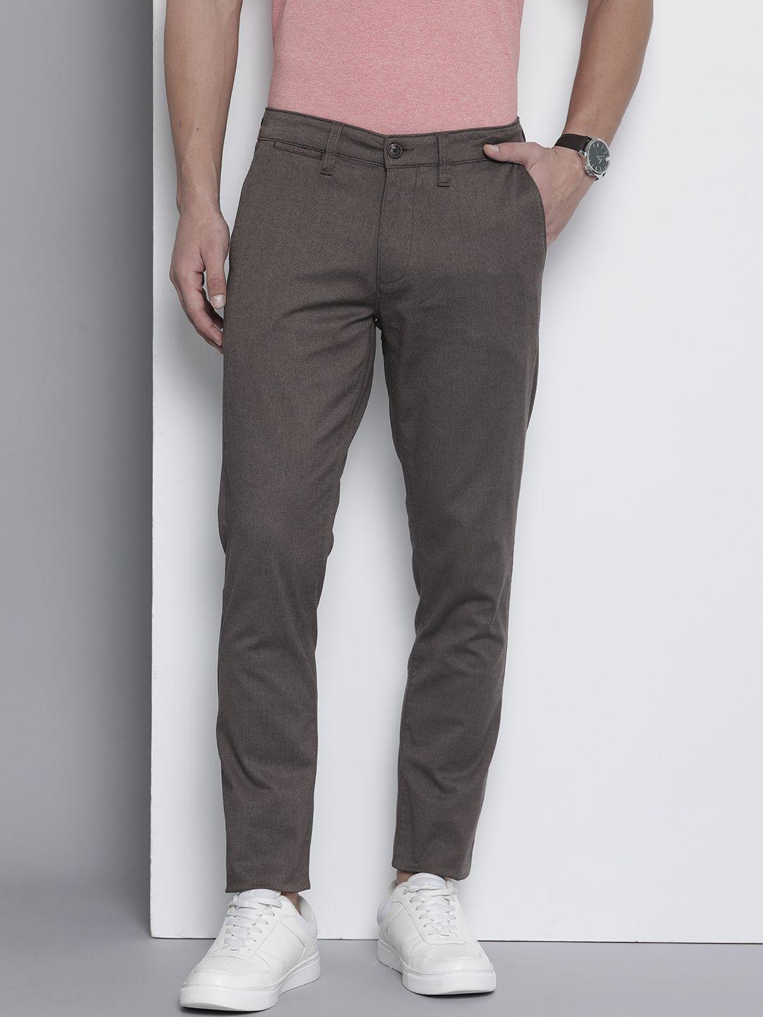 nautica men textured mid-rise slim fit chinos trousers