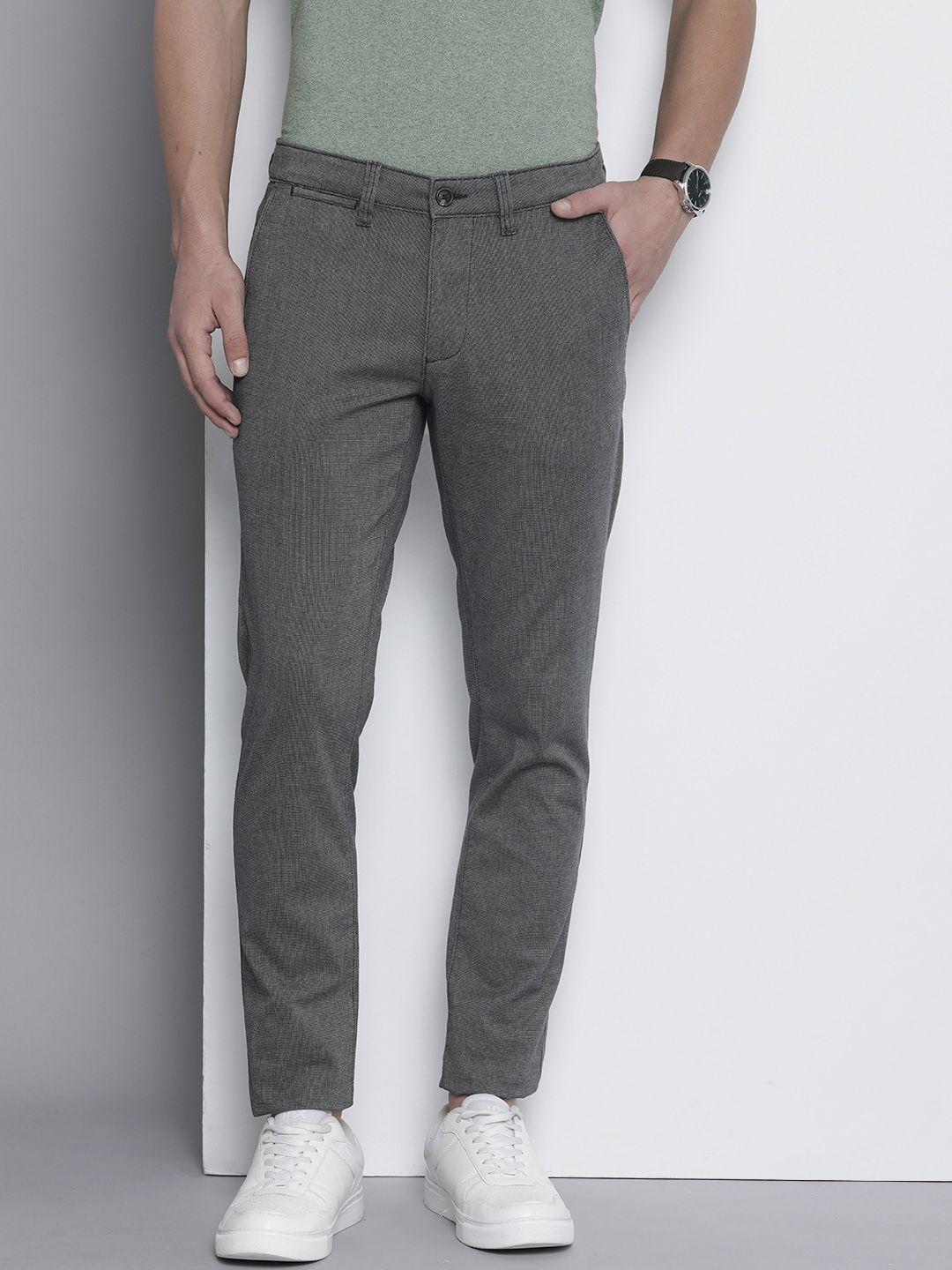 nautica men textured mid-rise slim fit chinos trousers