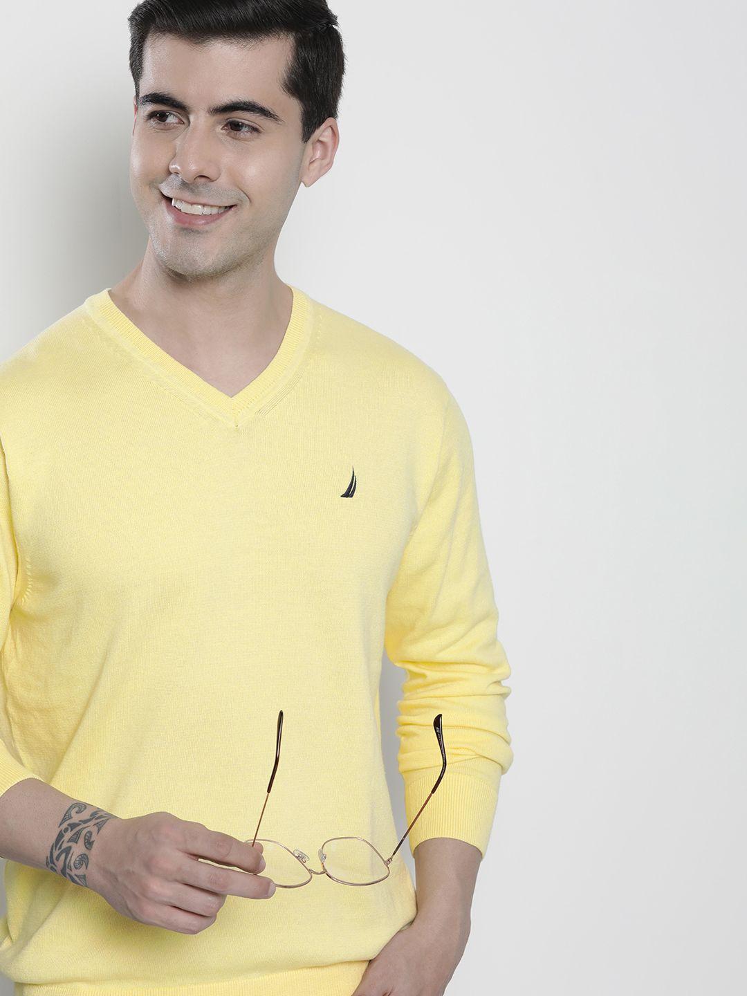 nautica men v-neck pullover with embroidered detail