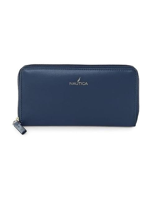 nautica navy blue zip around wallet for women