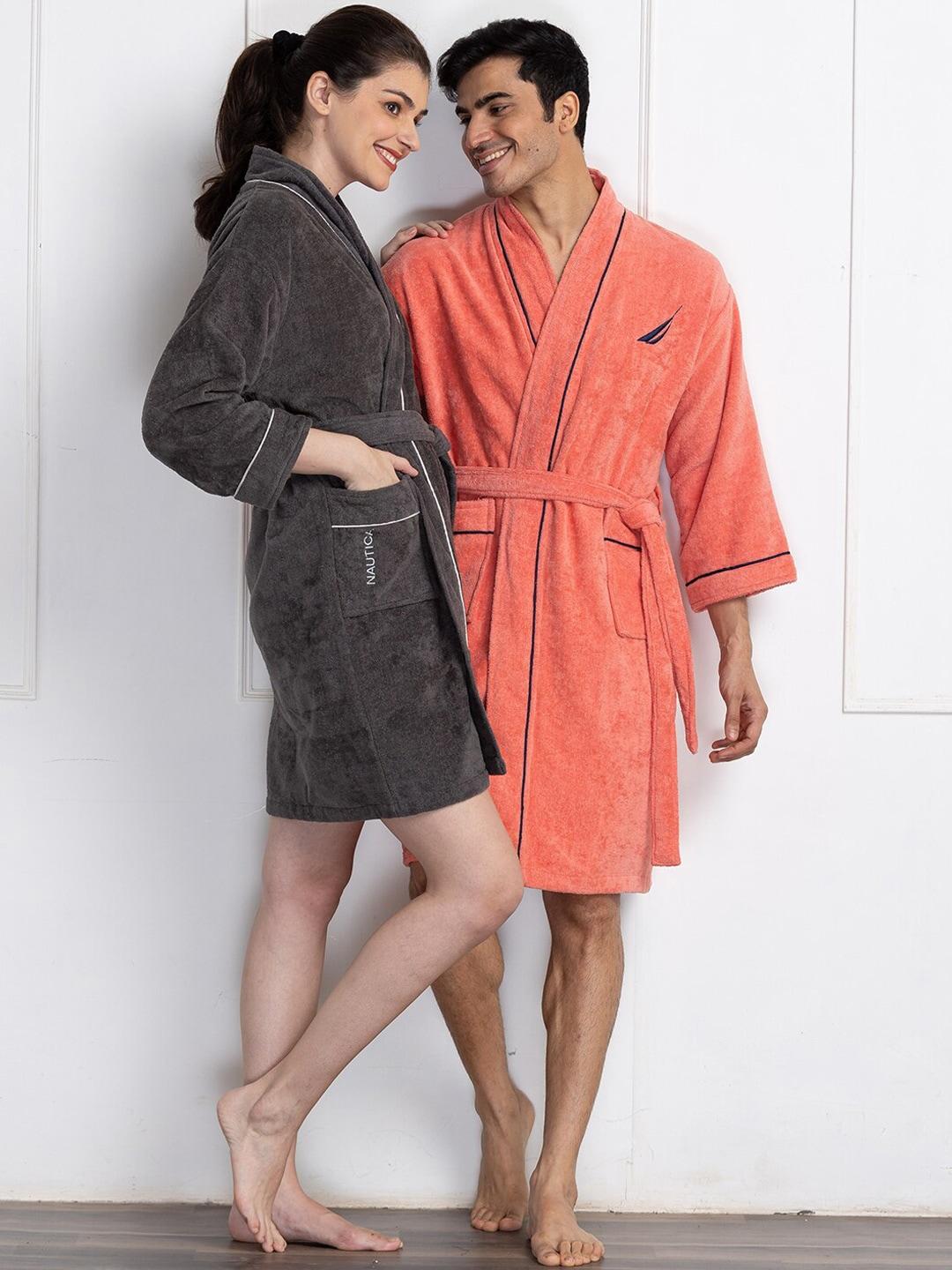 nautica pack of 2 solid pure cotton bath robes