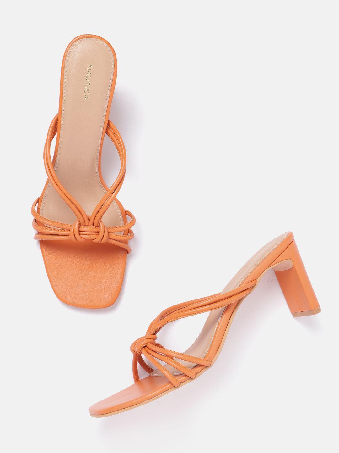 nautica strappy knot detail block heels