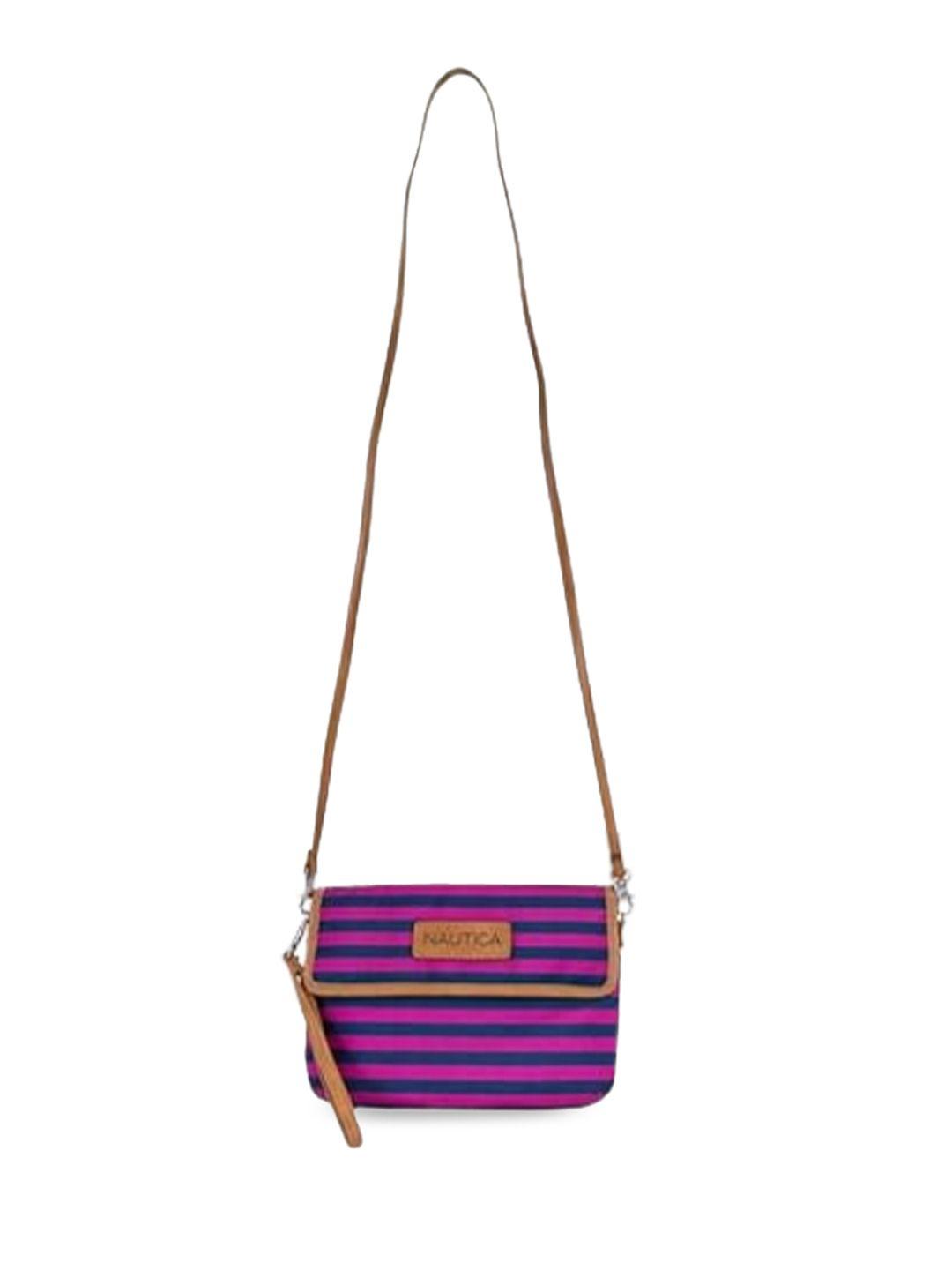 nautica striped structured sling bag