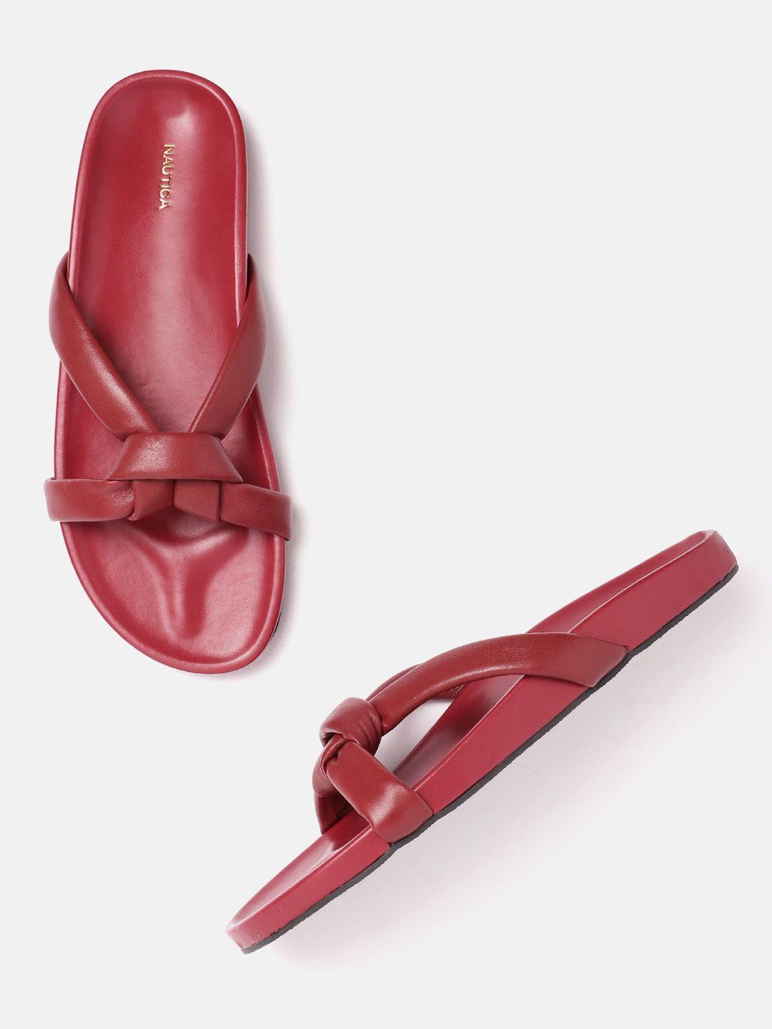 nautica women knot-detail open toe flats