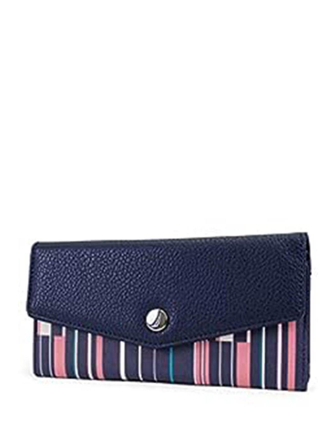 nautica women striped rfid long three fold wallet