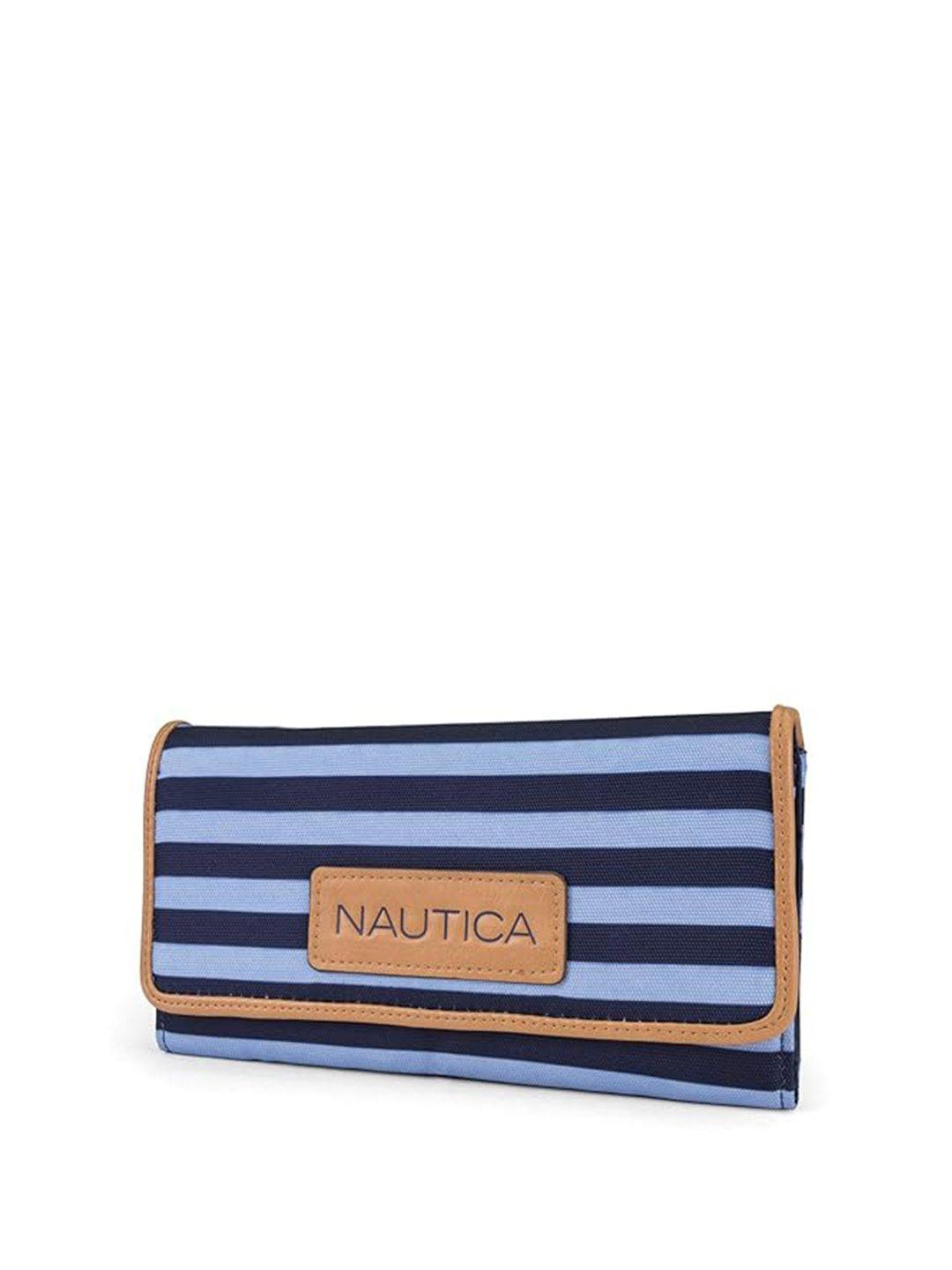 nautica women striped wrist loop three fold wallet