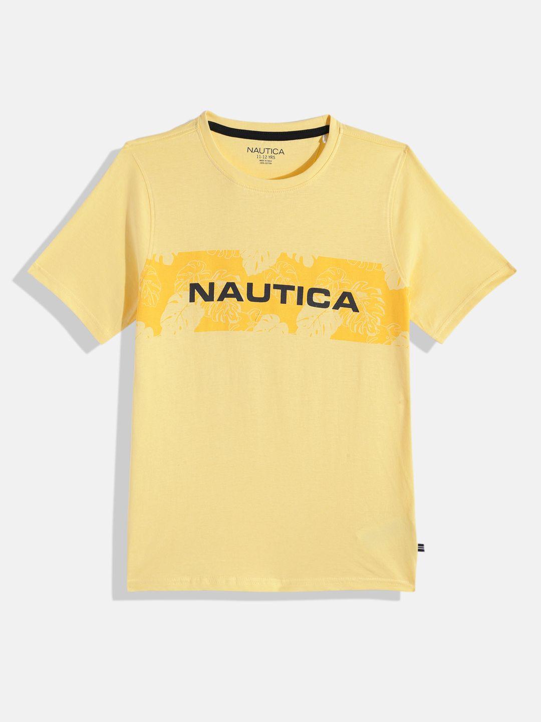 nautica boys brand logo print tropical knitted pure cotton t-shirt