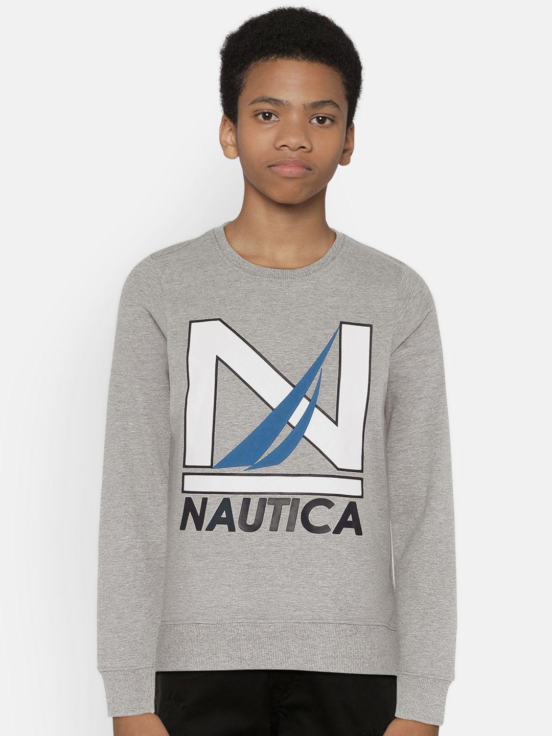 nautica boys grey printed sweatshirt