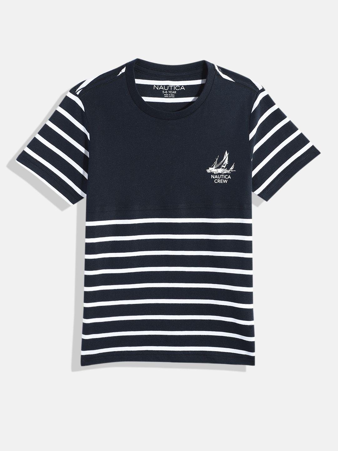 nautica boys navy blue striped t-shirt