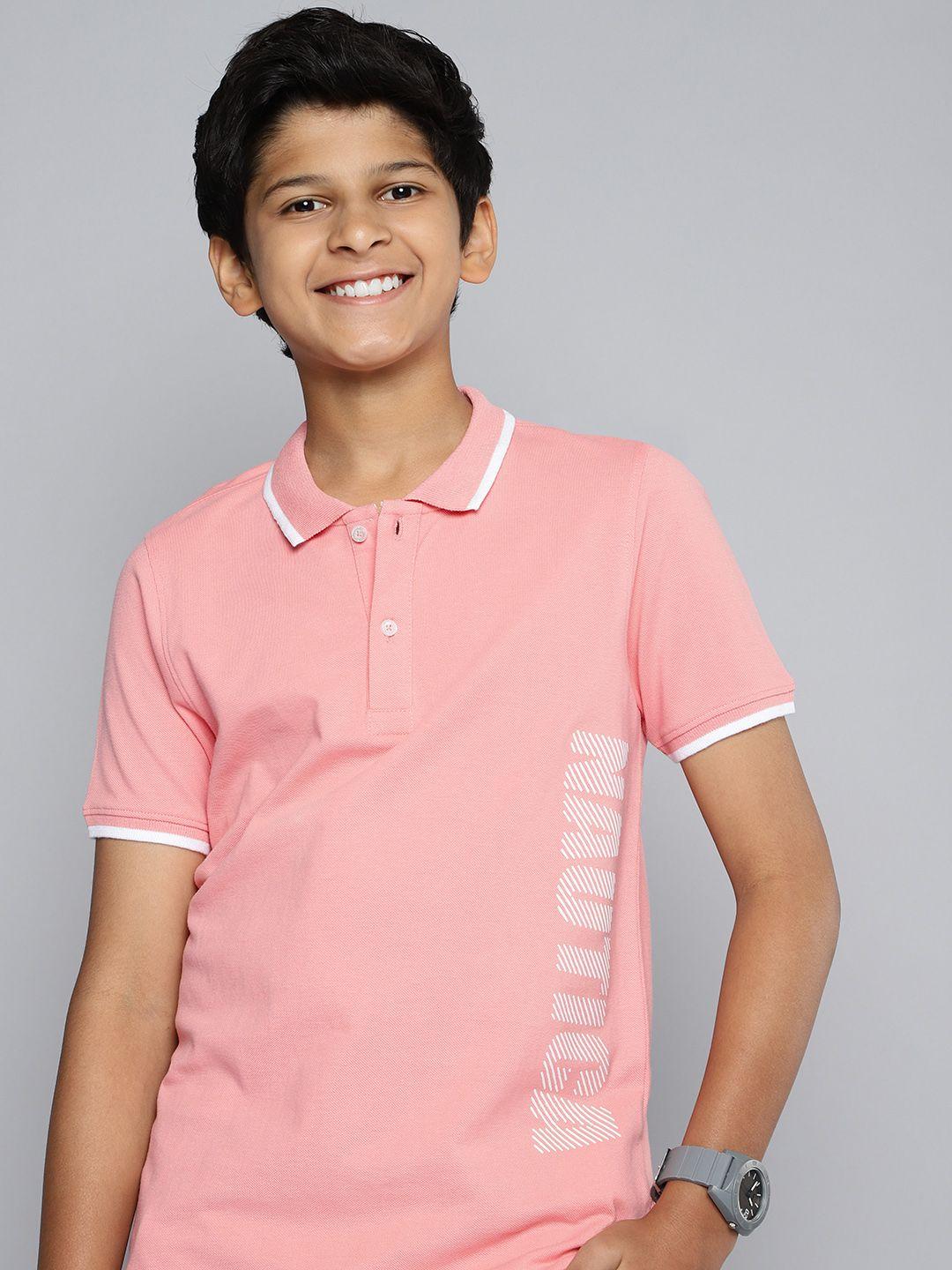 nautica boys pure cotton brand logo printed polo collar t-shirt