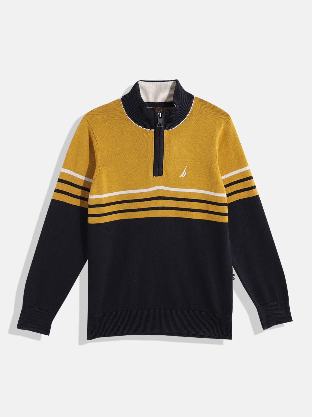 nautica boys pure cotton colourblocked pullover