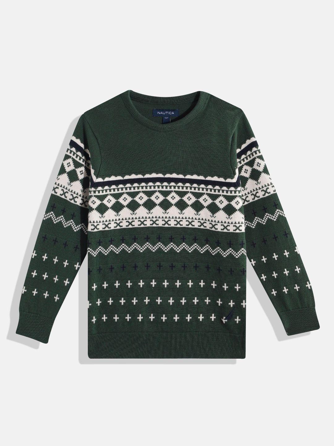 nautica boys pure cotton geometric printed pullover