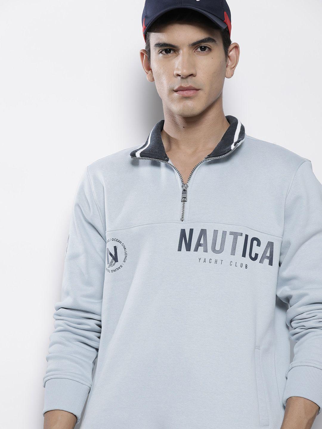 nautica brand logo print detail pullover sweatshirt