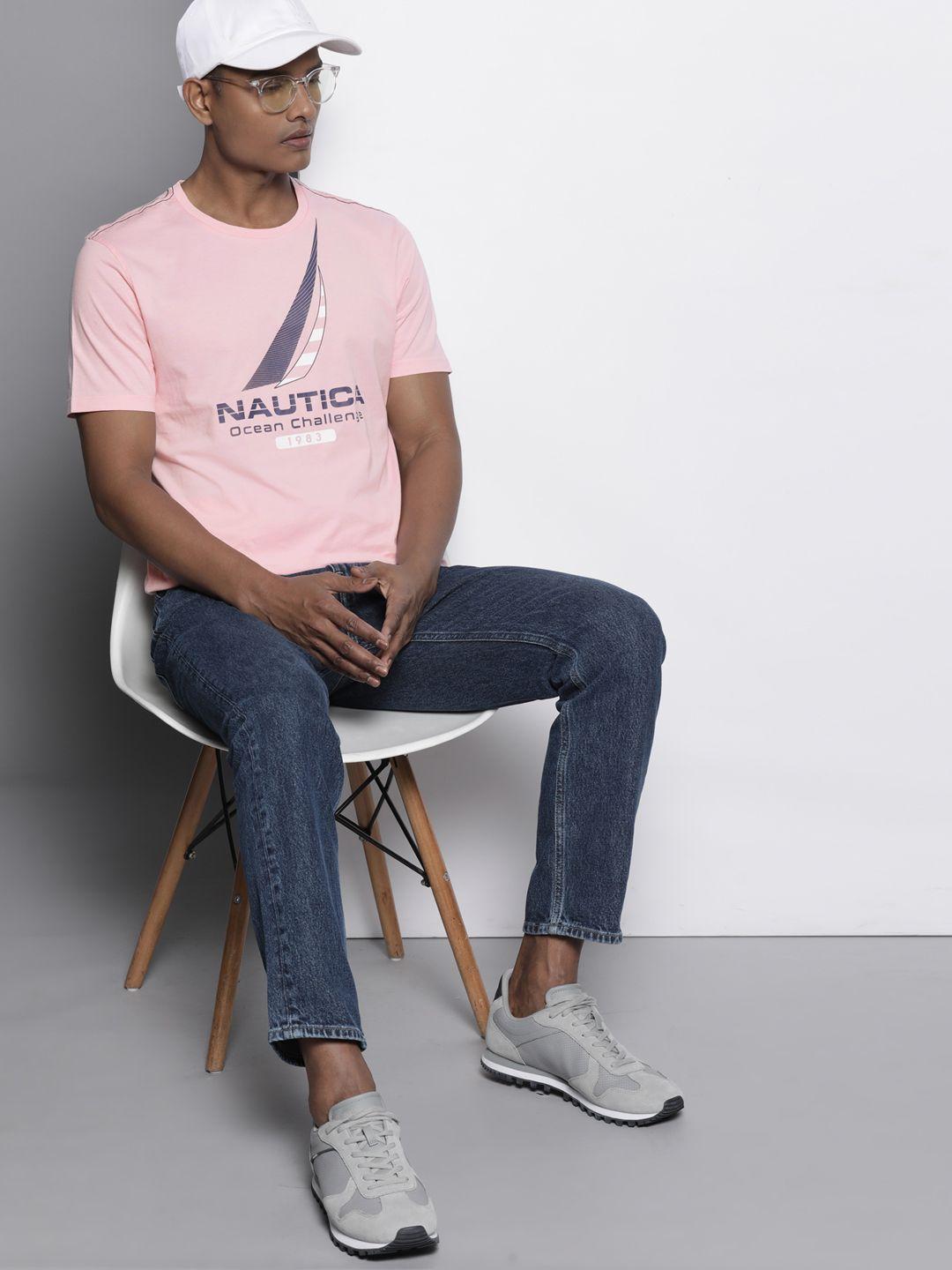 nautica brand logo printed pure cotton t-shirt