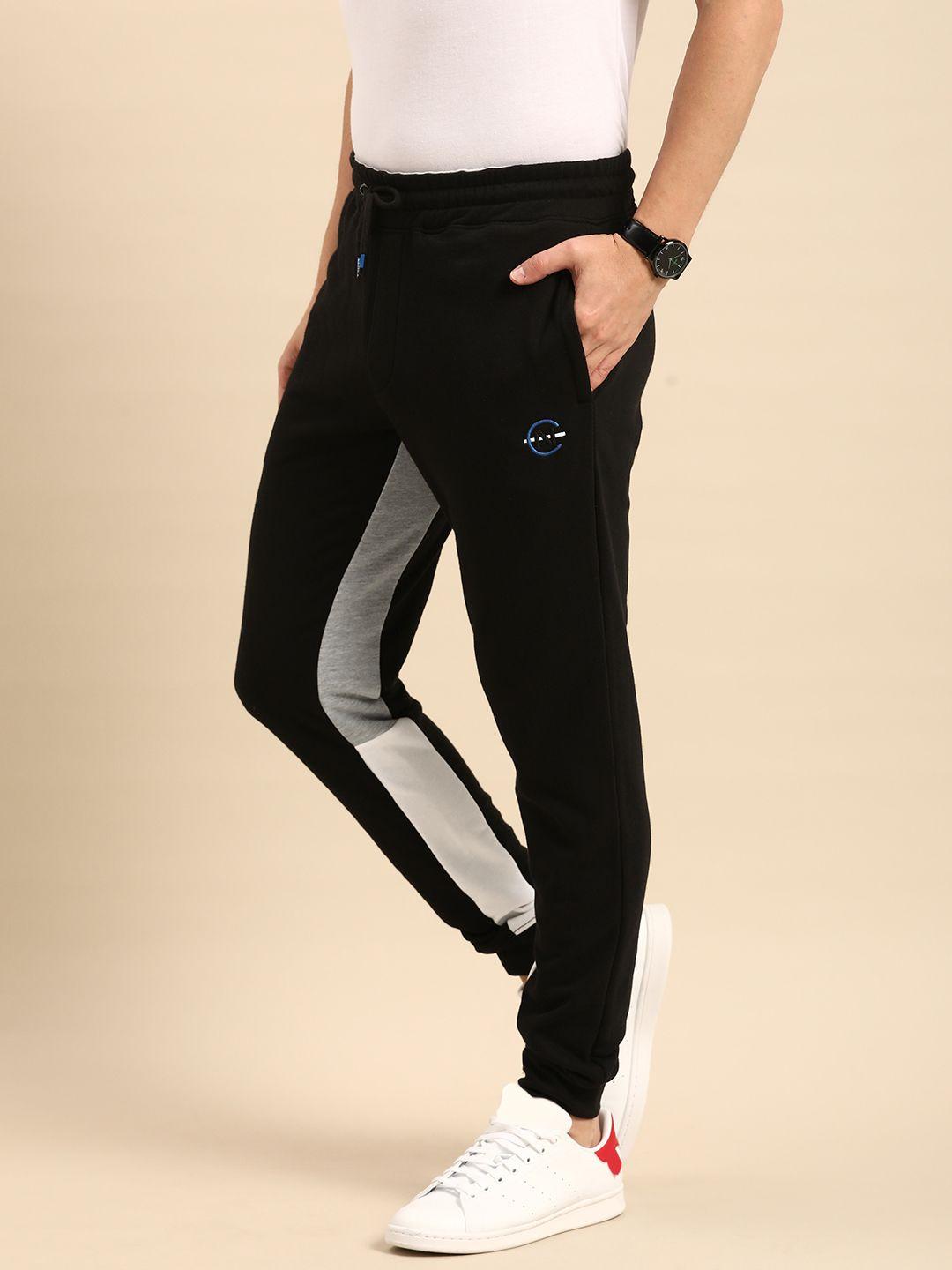 nautica men black solid joggers with contrast panels