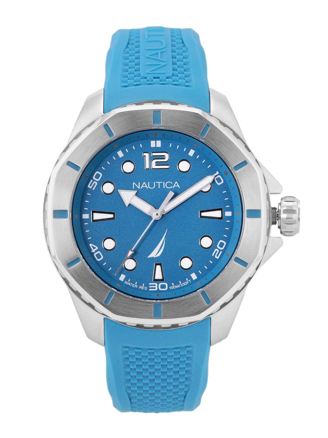 nautica men blue dial & textured straps analogue watch napkmf203