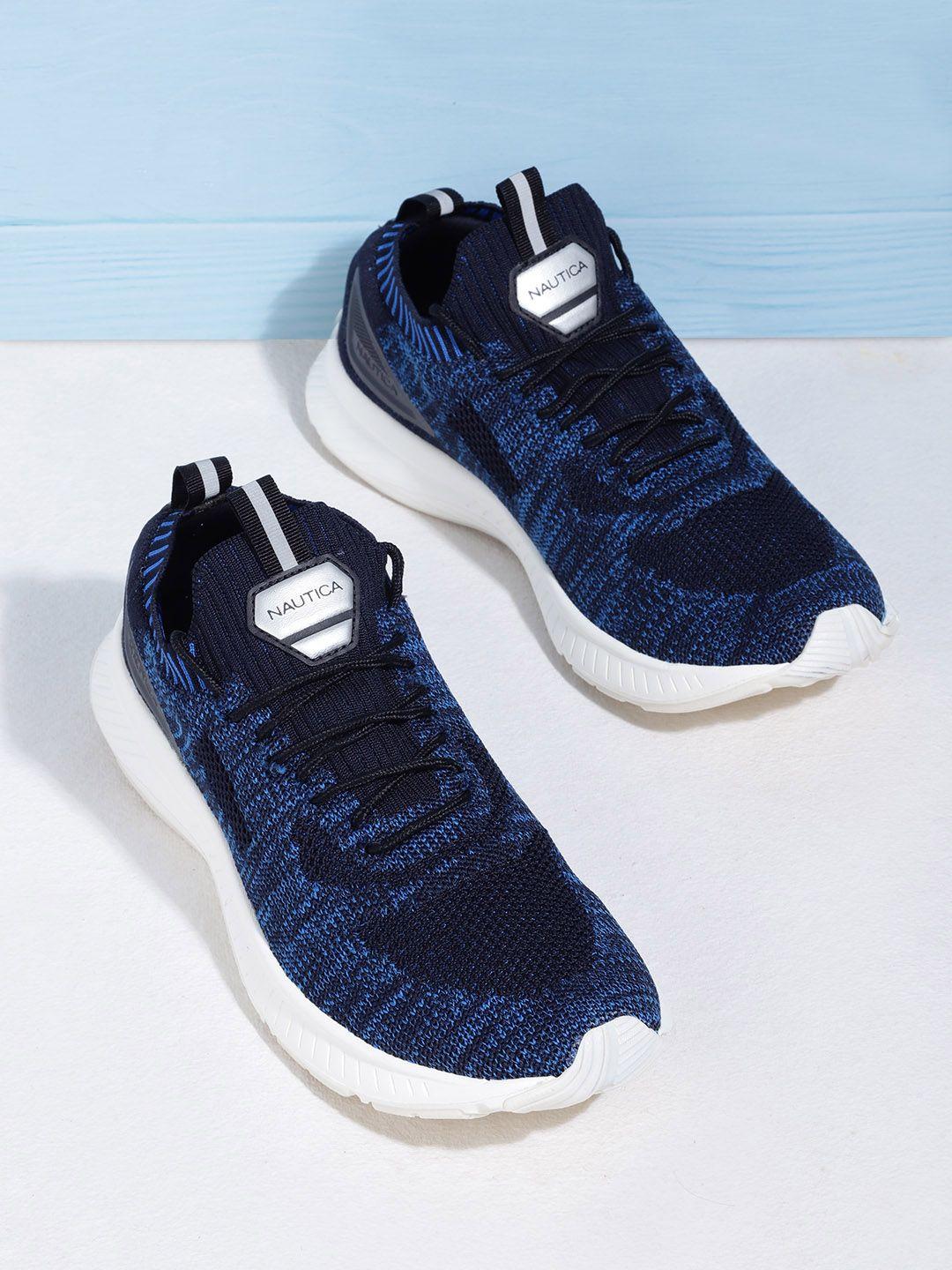 nautica men blue woven design sneakers