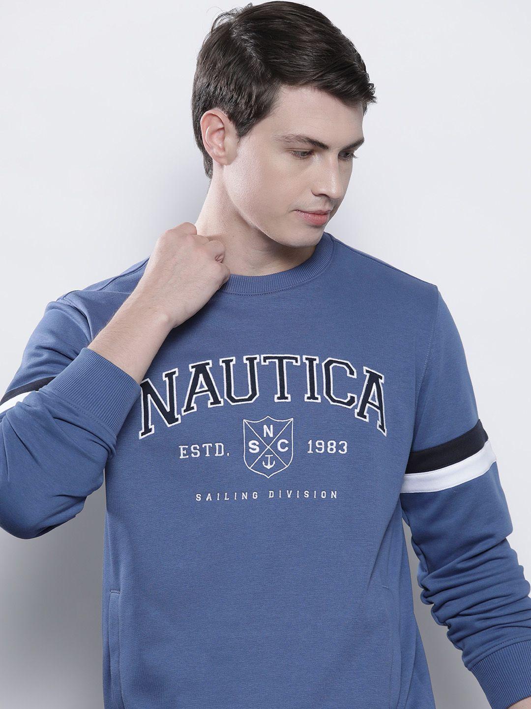 nautica men brand logo applique detail sweatshirt