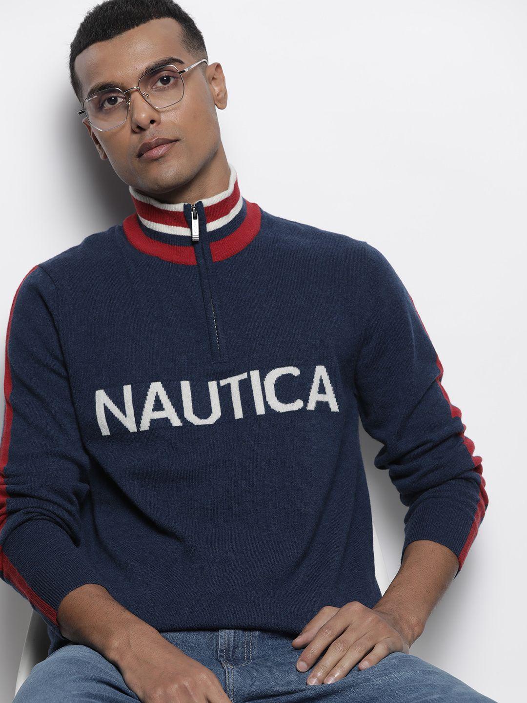 nautica men brand logo detail pullover