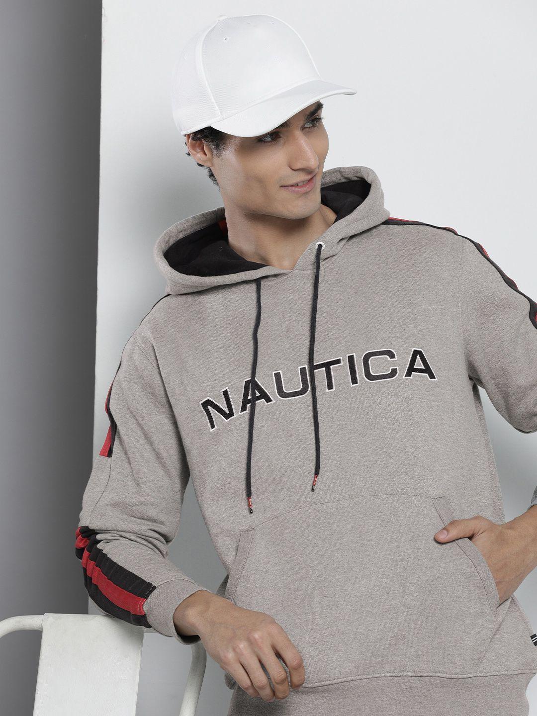 nautica men brand logo printed hooded sweatshirt