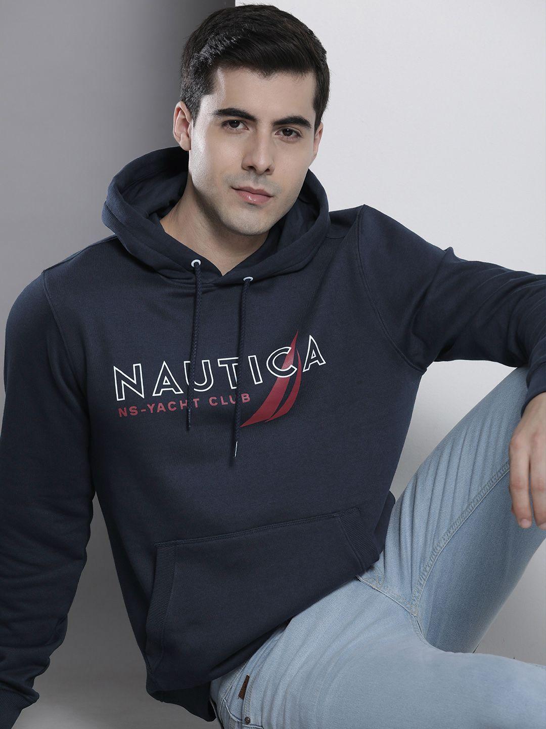 nautica men brand logo printed hooded sweatshirt