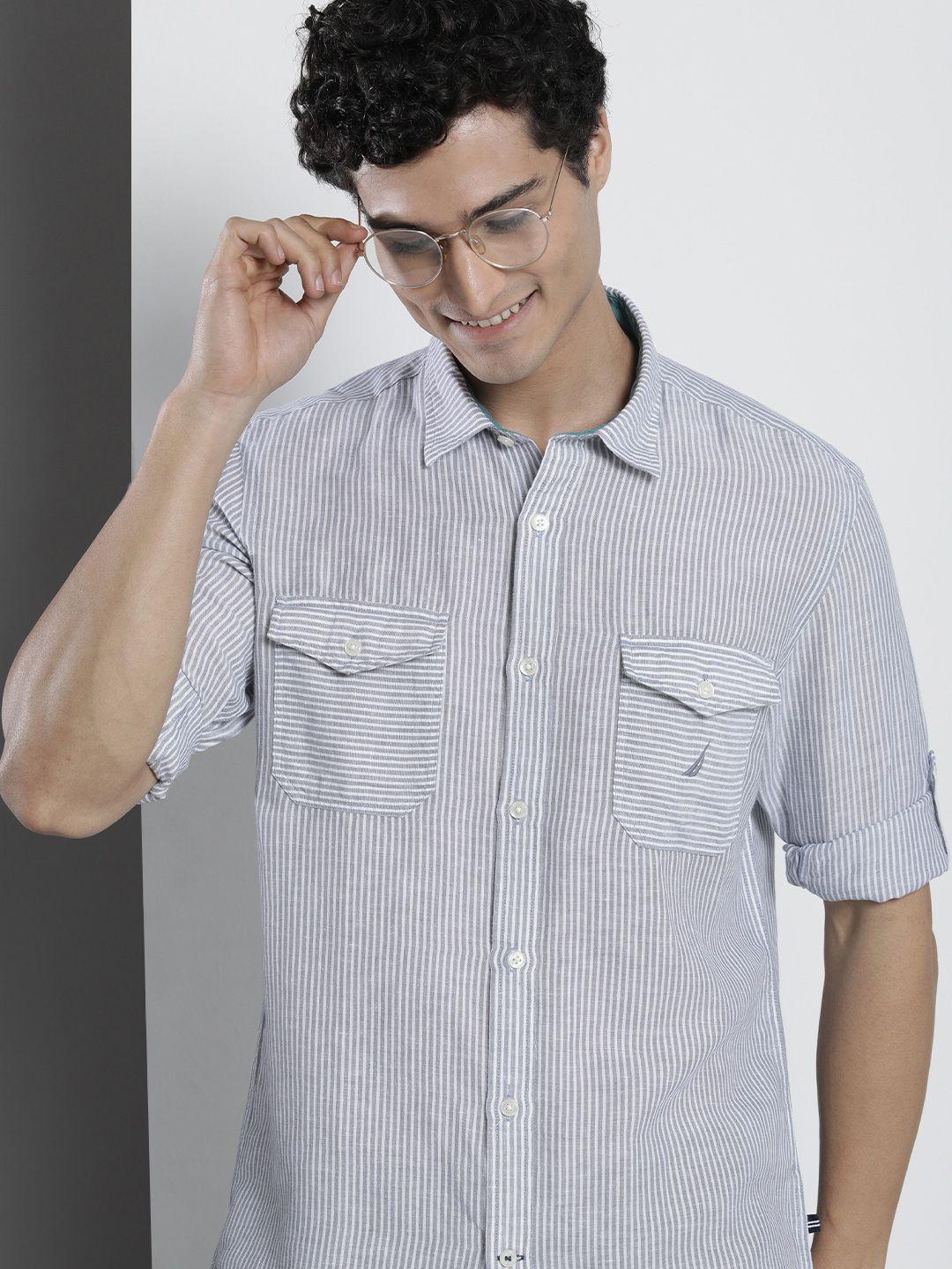 nautica men classic striped casual shirt