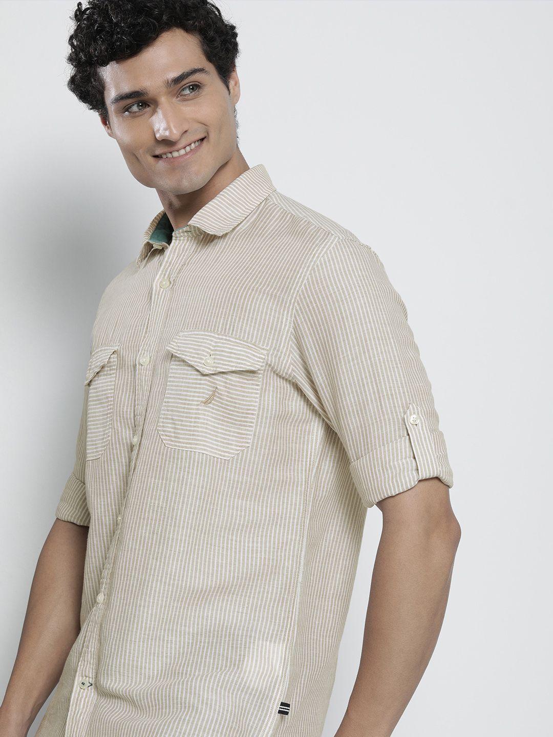 nautica men classic striped casual shirt