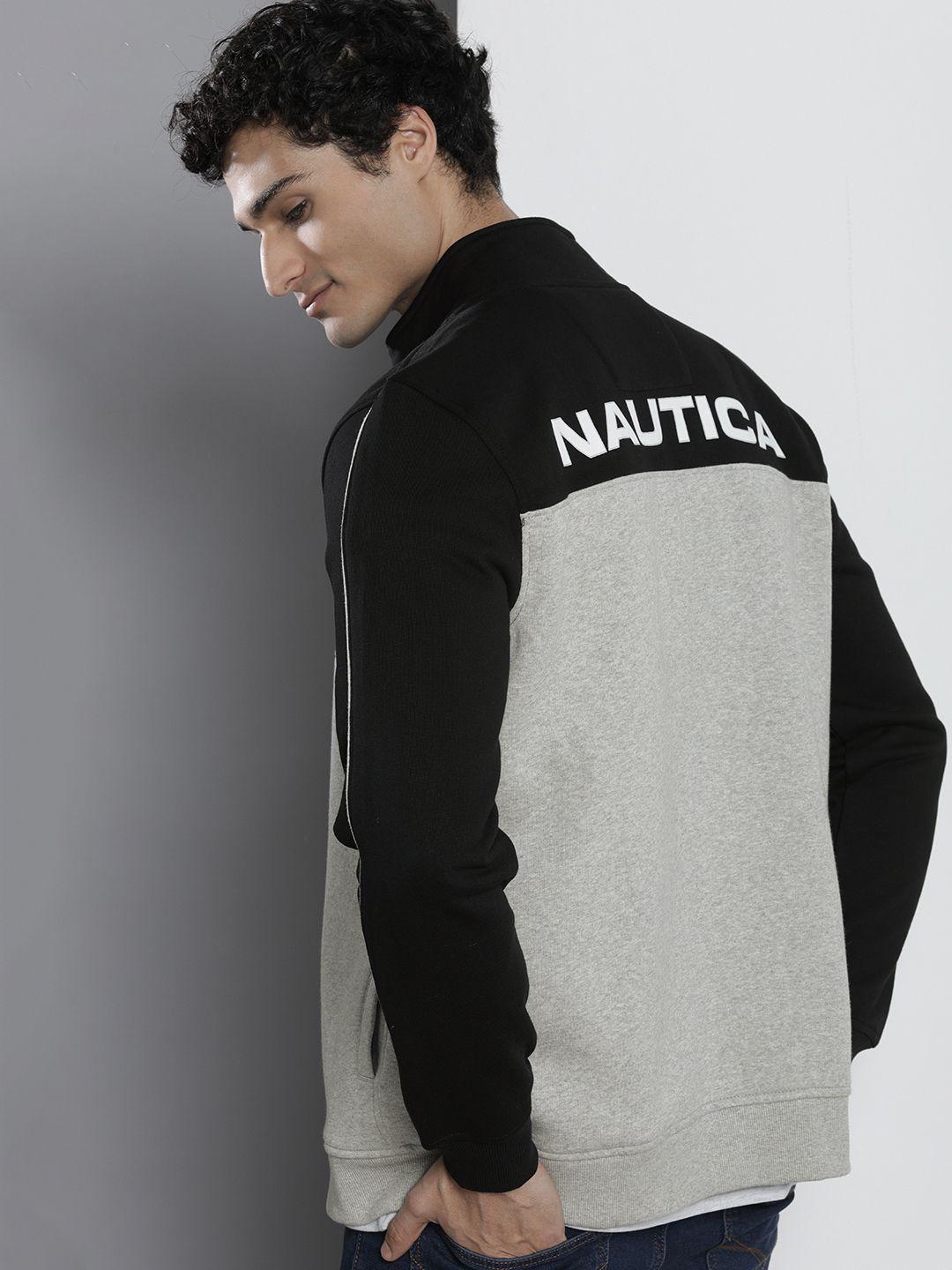 nautica men mock collar colourblocked sweatshirt