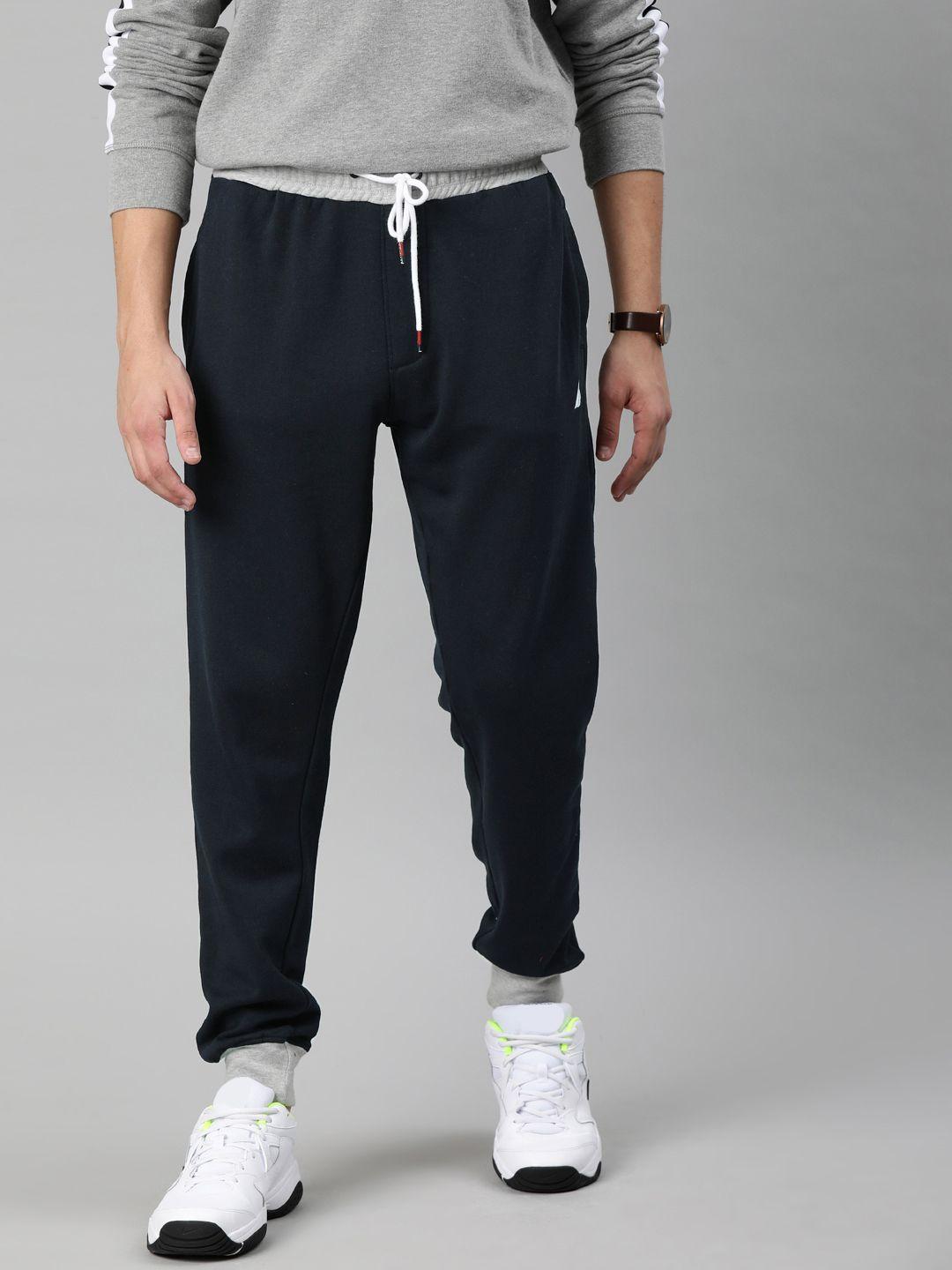 nautica men navy blue solid joggers