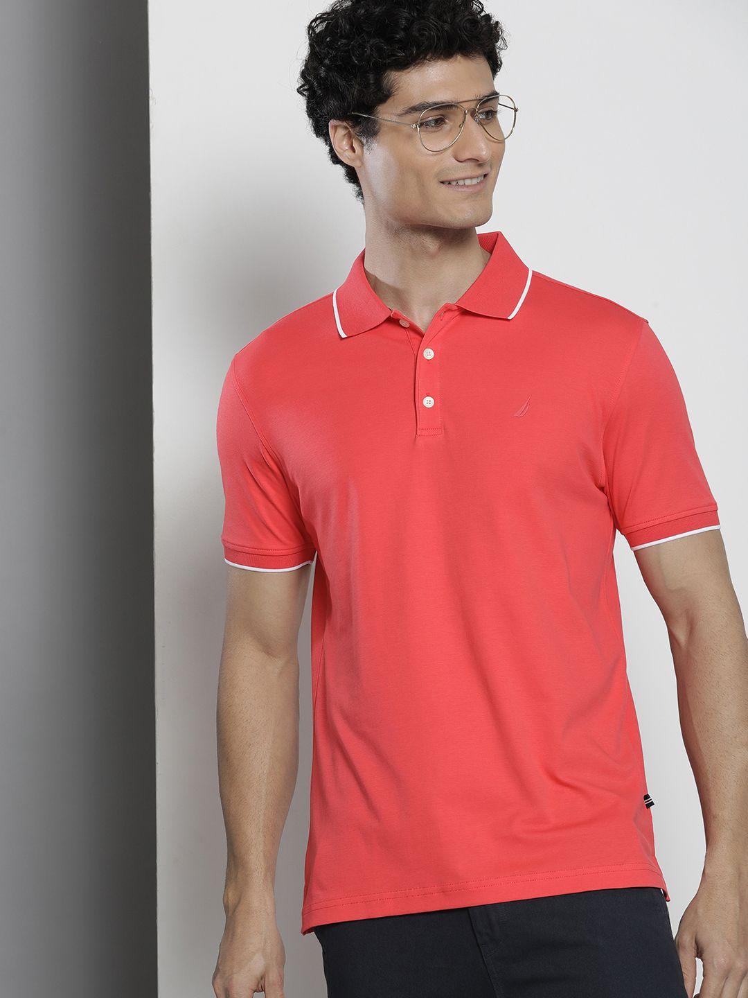 nautica men polo collar pure cotton t-shirt