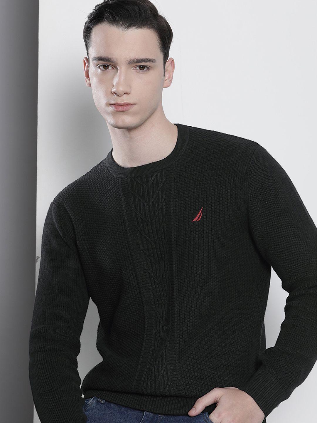 nautica men pure cotton pullover with embroidered detail