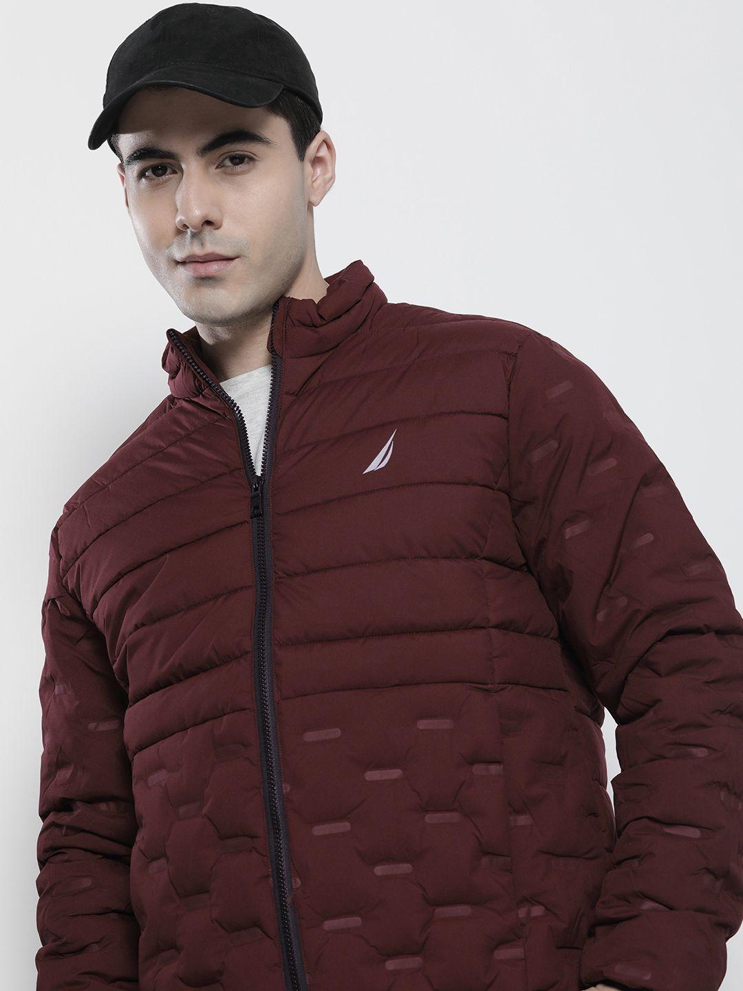 nautica men self design mock-collar padded jacket