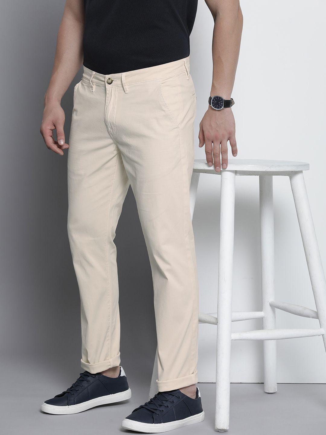 nautica men solid mid rise flat front regular trousers