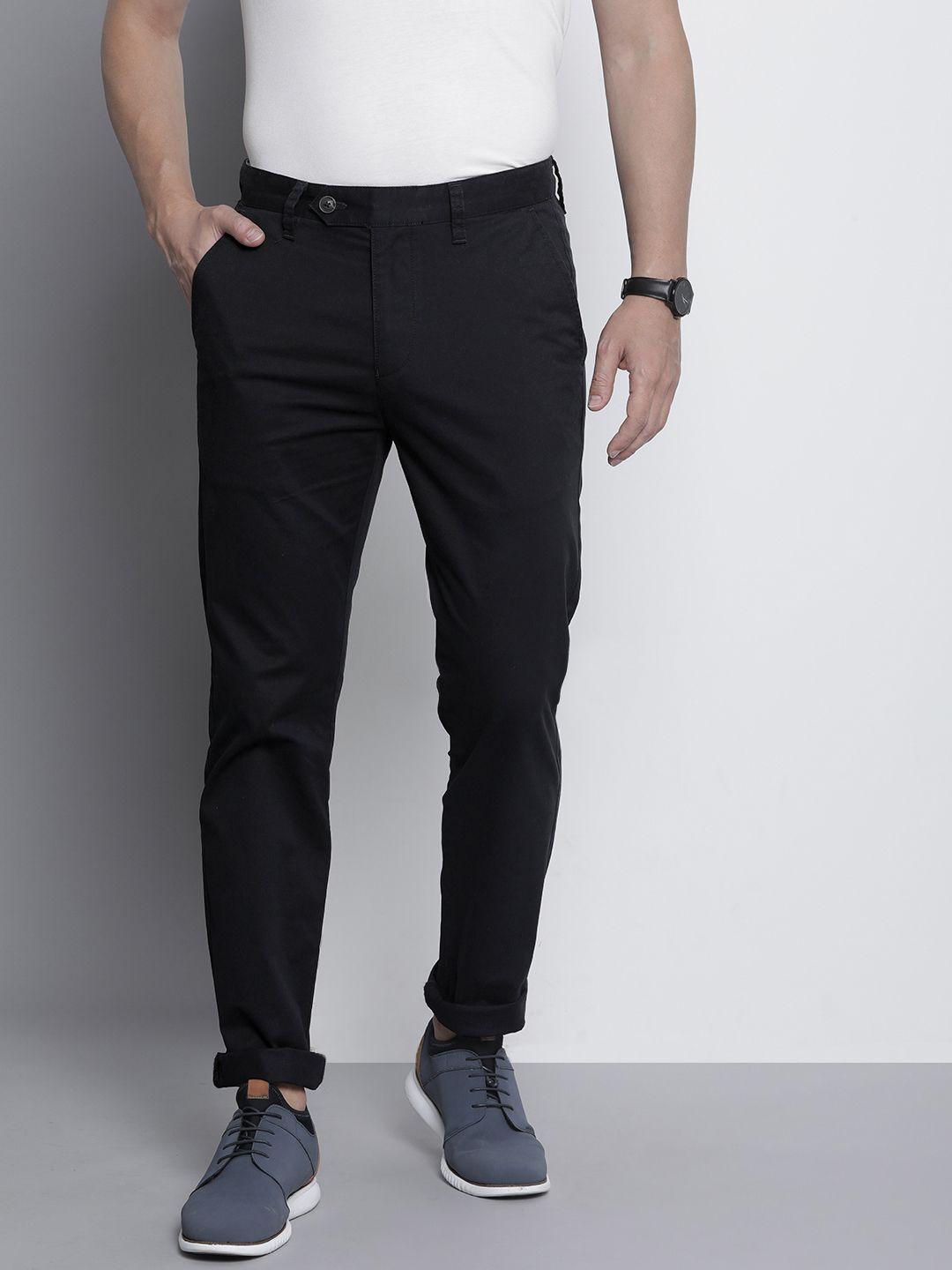 nautica men solid tailored fit mid-rise casual trousers