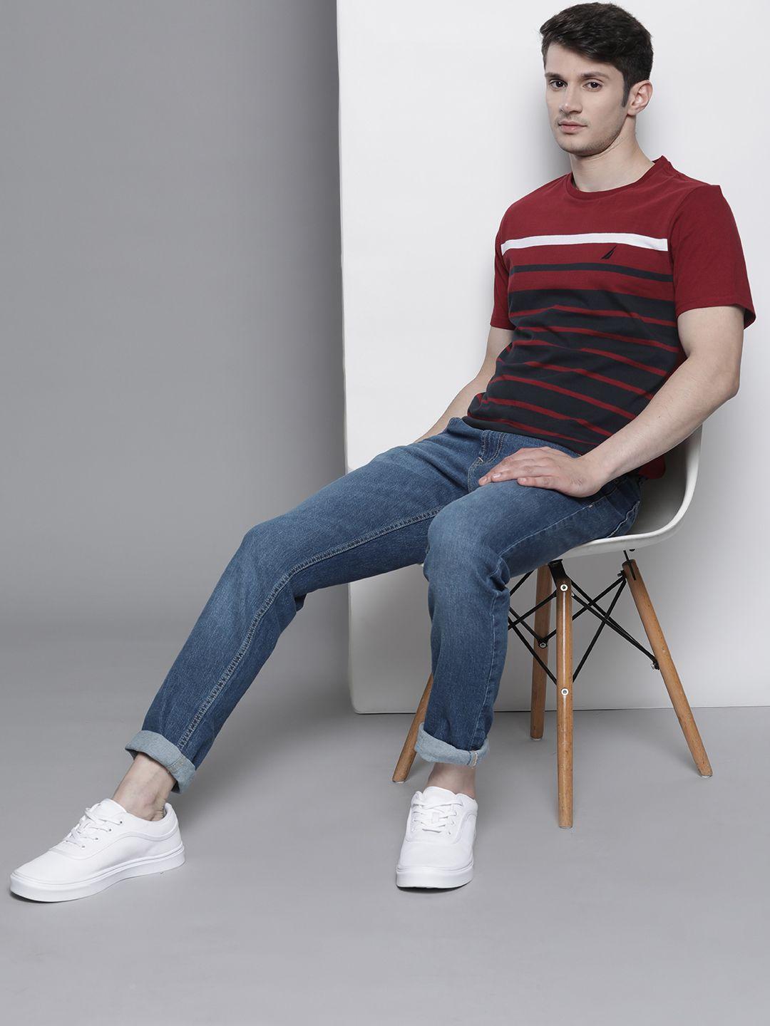 nautica men striped pure cotton t-shirt