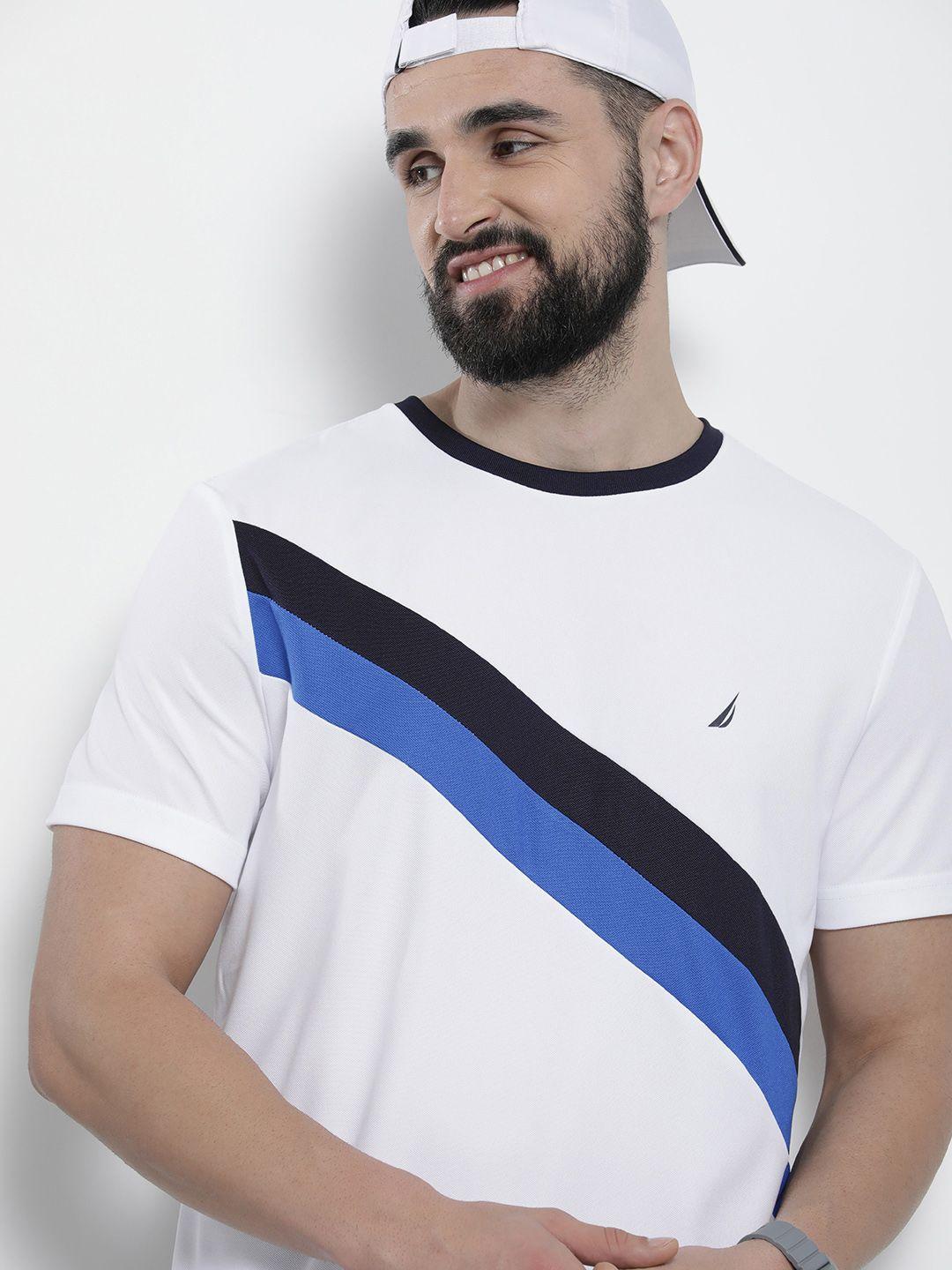 nautica men striped round neck sustainable t-shirt