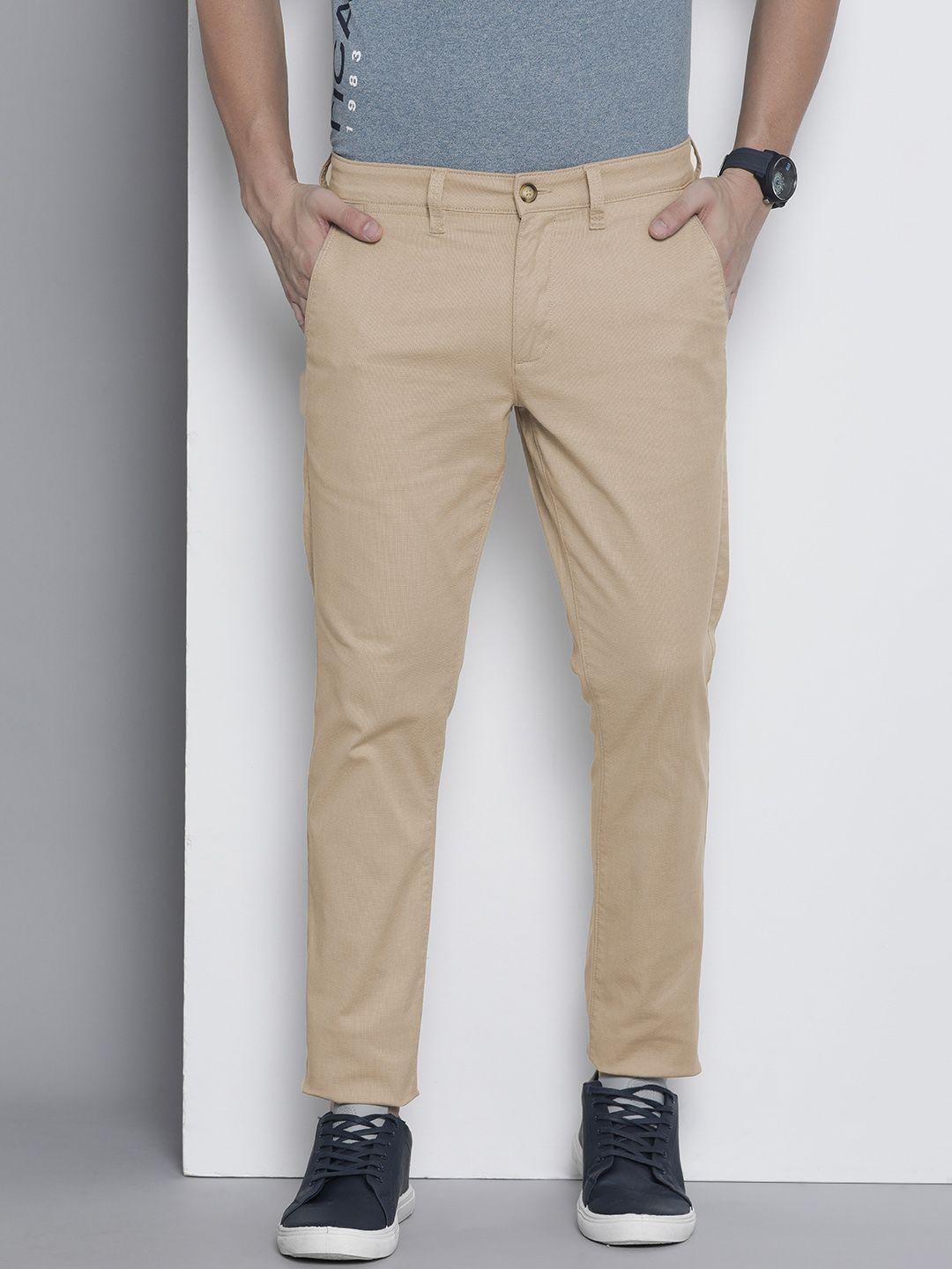 nautica men textured mid-rise slim fit chinos trousers