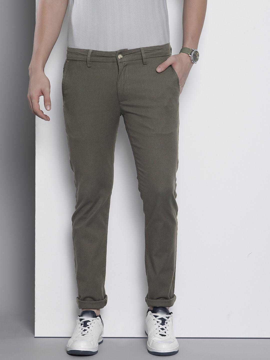 nautica men textured slim fit mid-rise trousers