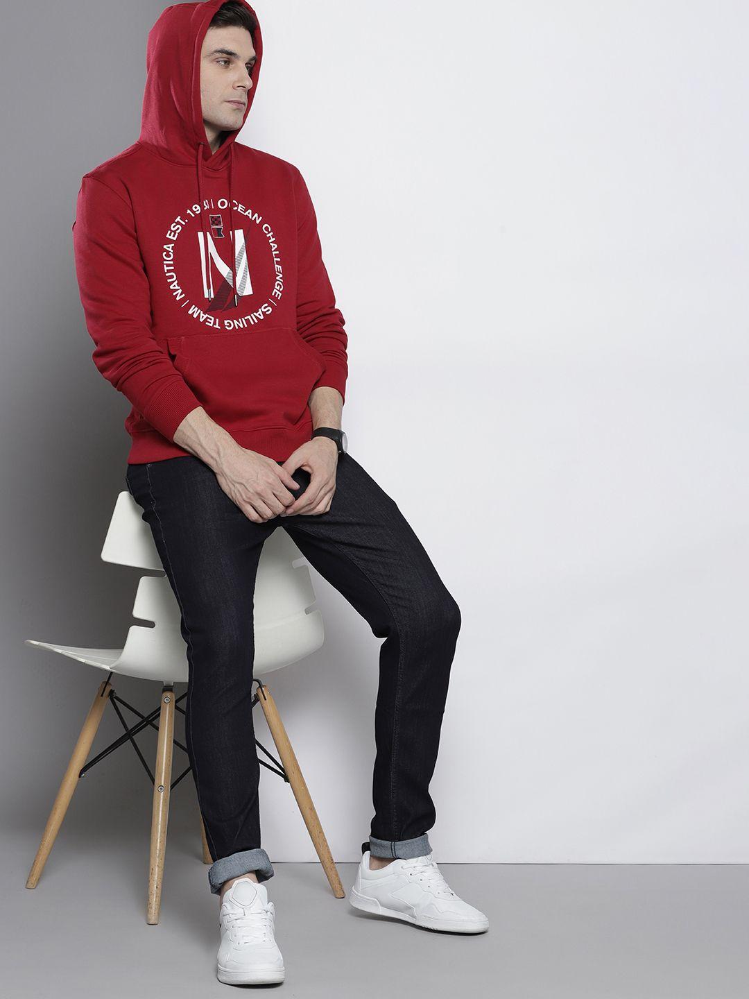 nautica printed hooded sweatshirt